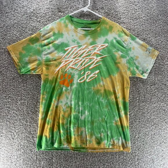 Clemson Tigers Shirt Mens Extra Large Green Tie Dye Stranger Things Tiger Pride - Picture 1 of 12